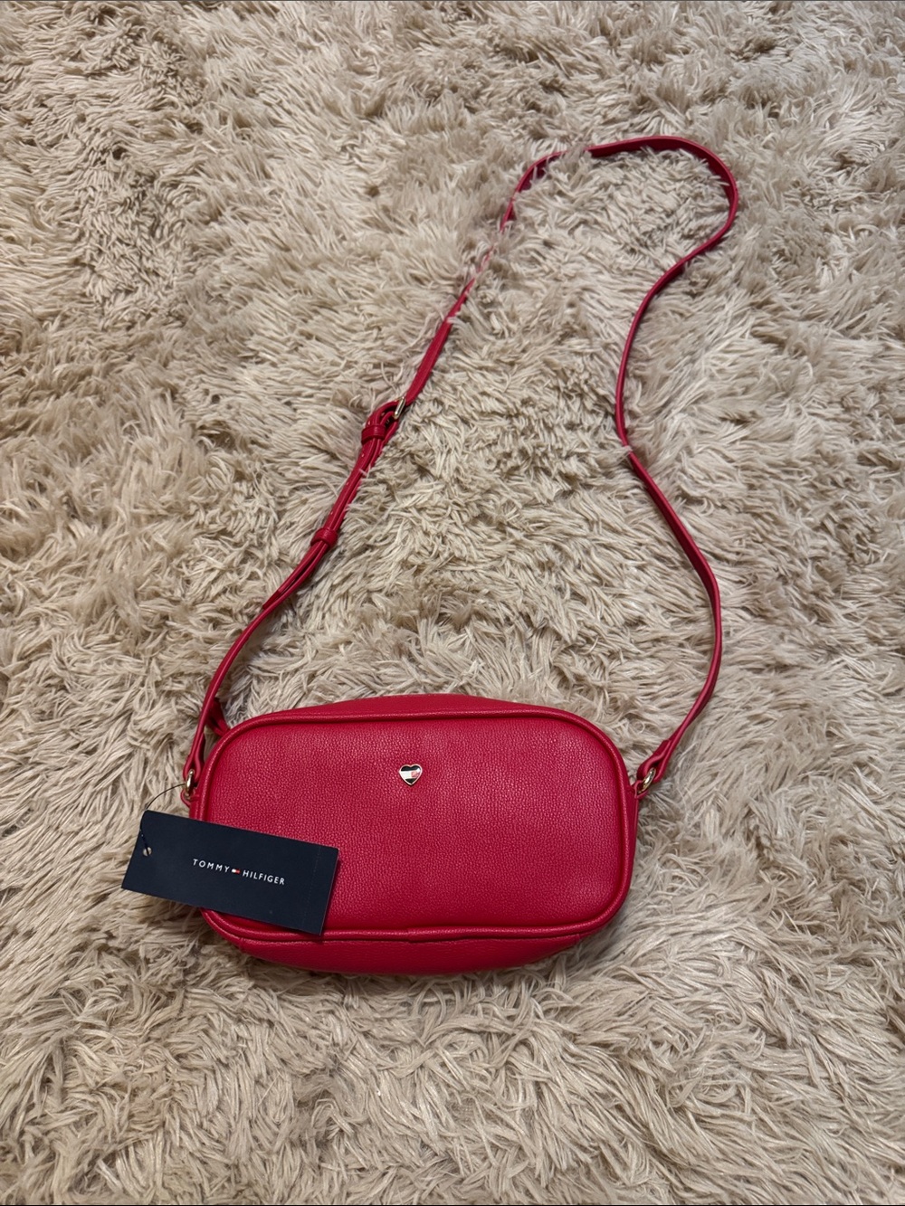 NWT Tommy Hilfiger Small Red Pebble Crossbody Bag